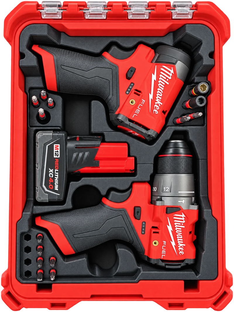 Rugged Print Milwaukee M12 FUEL hammer drill and impact driver insert, compatible with Milwaukee PACKOUT 48-22-8435