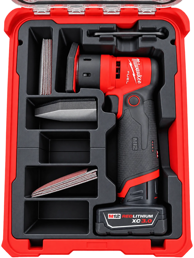 Rugged Print Milwaukee M12 FUEL orbital detail sander insert, compatible with Milwaukee PACKOUT 48-22-8435