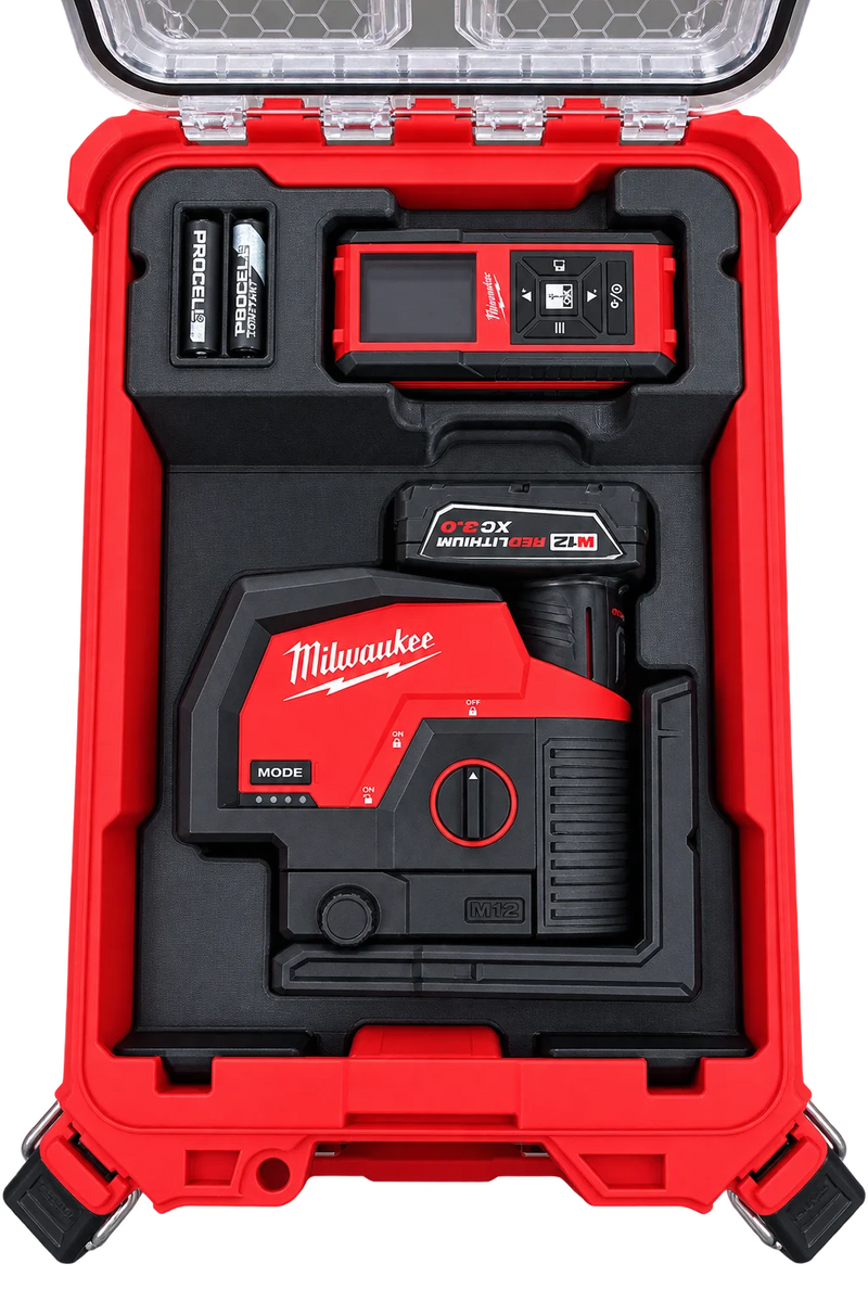 Rugged Print Milwaukee laser meter and laser line insert, compatible with Milwaukee PACKOUT 48-22-8435